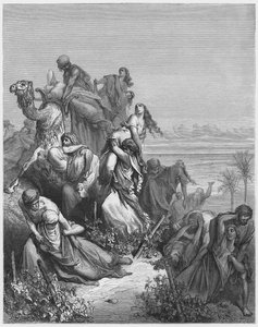 Gustave Doré Bijbel: De kinderen van Benjamin ontvoeren de maagden van Jabesh-Gilead door Gustave Dore